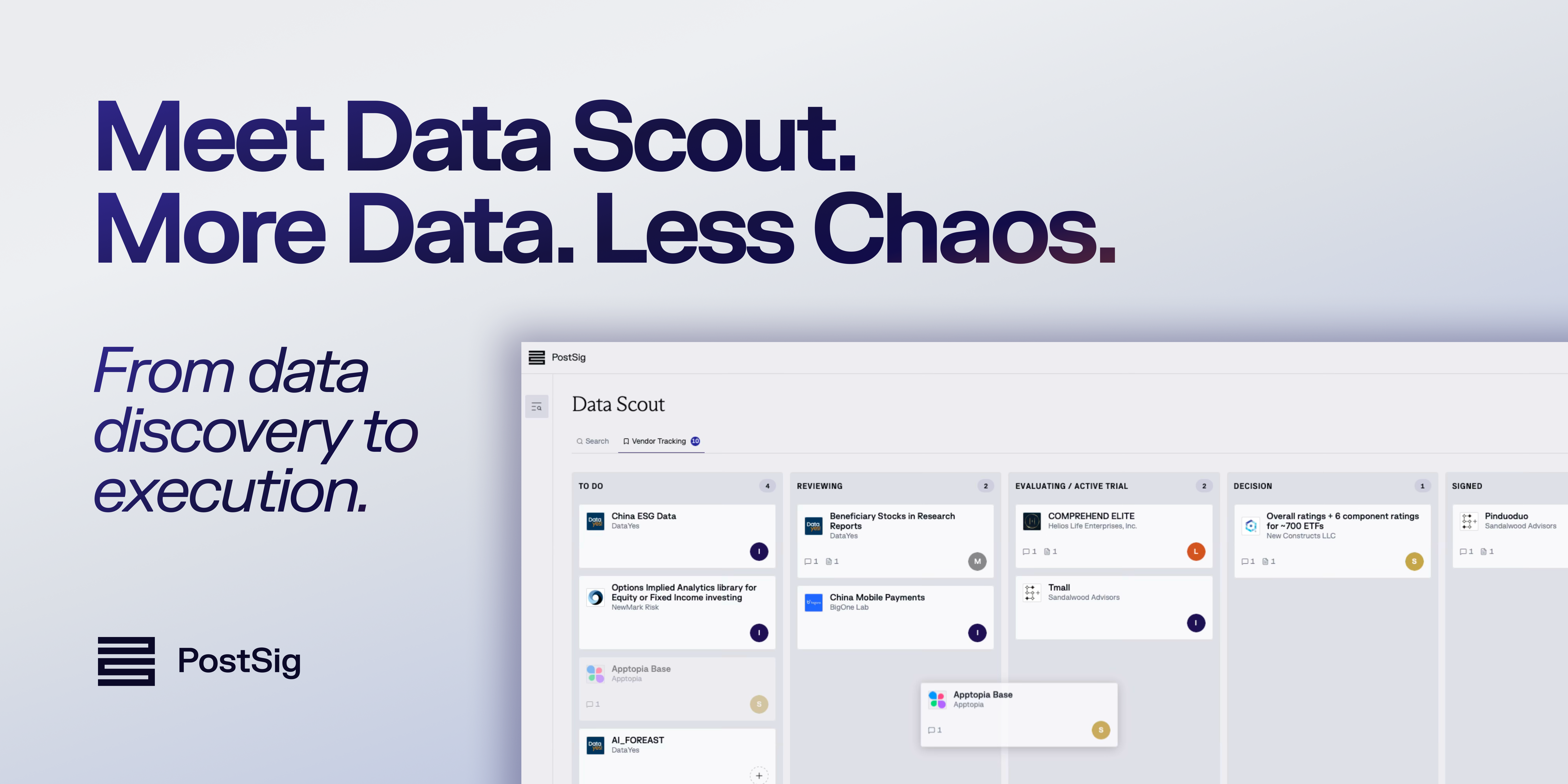 PostSig Data Scout from data discovery to execution in one platform